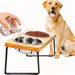 Elevated Wooden Pet Bowl Stand — 15° Tilt, Stainless Steel Double Bowls