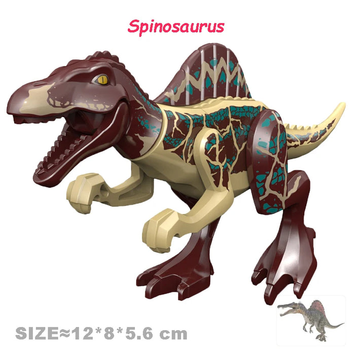 Jurassic Dinosaur Building Blocks - Velociraptor, Triceratops, Indominus & T‑Rex Models