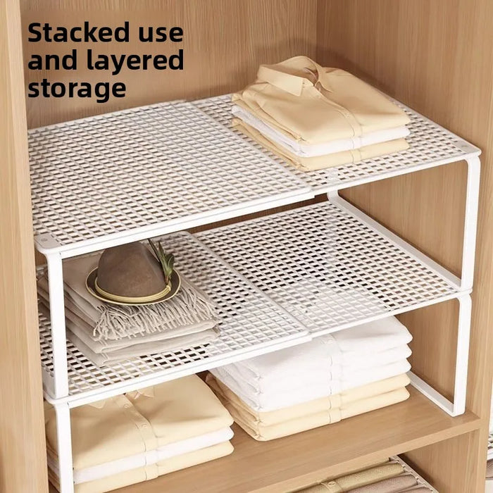 Adjustable Wardrobe Layered Shelves — Retractable Storage Rack for Closet, Cabinet and Shoe Organisation
