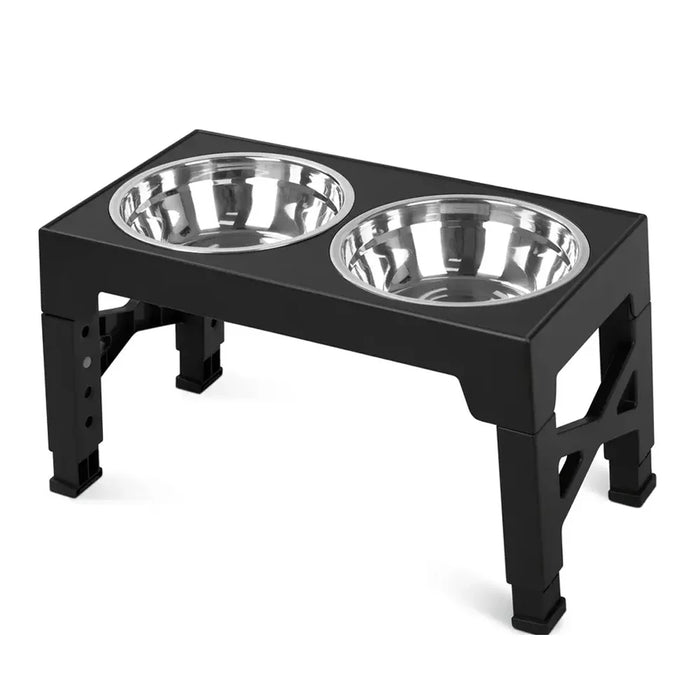 Adjustable Elevated Dog Feeder with Double Stainless Steel Bowls — Small to Large Dogs