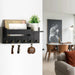 Rustic Wood Key Rack & Mail Organiser — 6 Hooks with Shelf, Wall-Mounted