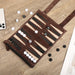 Portable Leather Backgammon Storage Bag with Lightweight Foldable Board