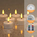 Rechargeable LED Tea Lights – Pack of 12, Black Wick, Remote-Controlled Flame-Effect