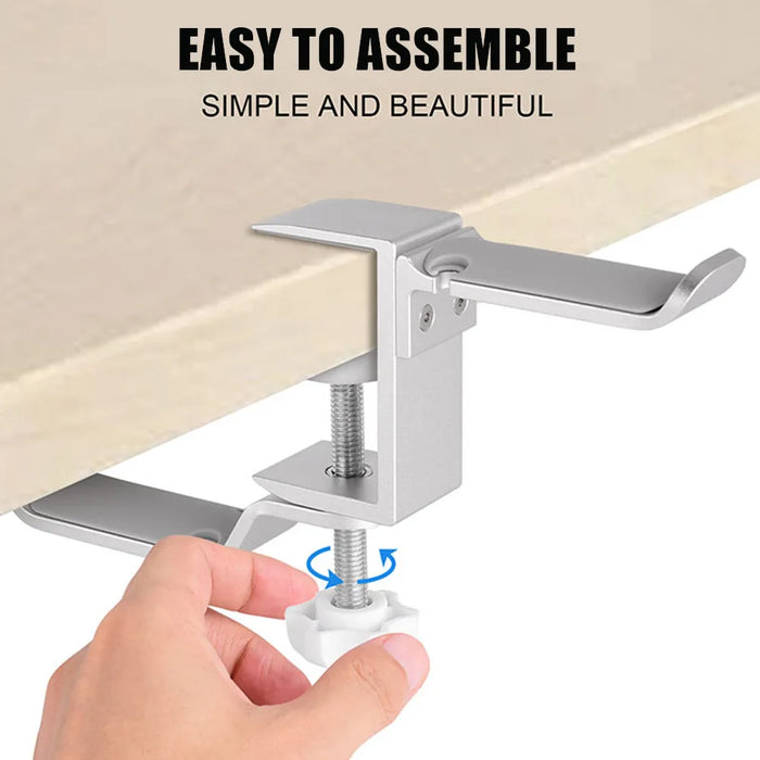 PC Gaming Aluminium Dual Headset Stand — Under-Desk Clamp with Adjustable Rotating Arm