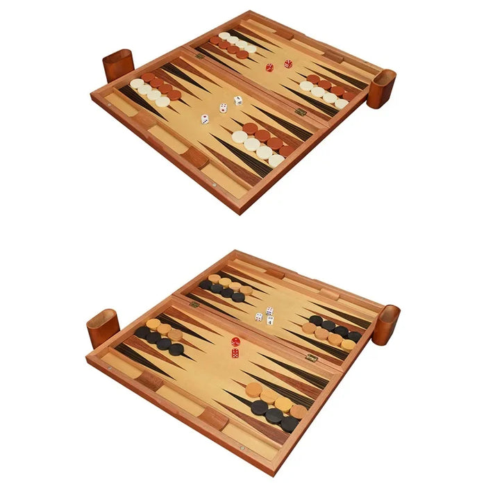Handmade Foldable Wooden Backgammon Set – 11–17 inch, Inlaid Board & Full Accessory Set