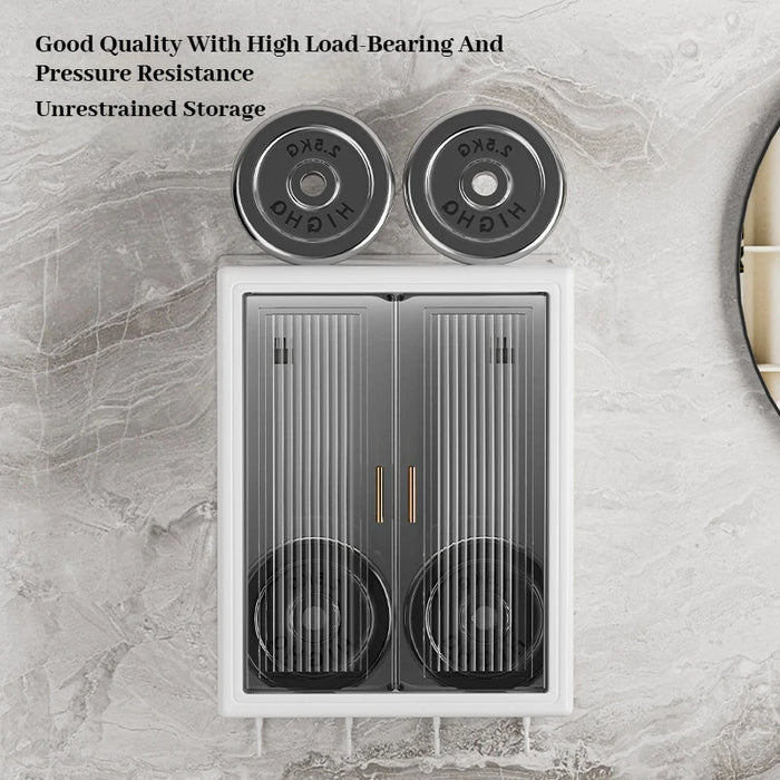 Modern Grey Wall-Mounted Bathroom Cabinet — PVC Vanity (Under 60cm)