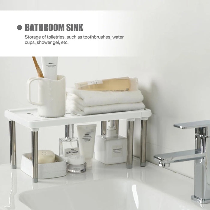 Expandable Cupboard Shelf 36–69cm – Kitchen Cabinet Organiser, White