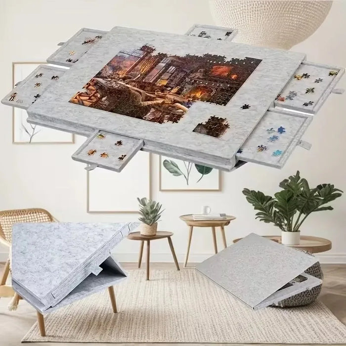 Large Felt Puzzle Table with 6 Drawers — Fits 1000-piece Puzzles