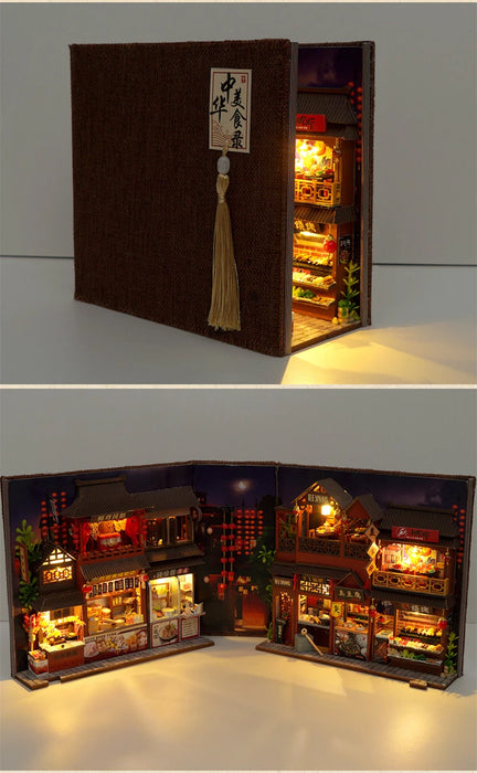 Retro Street-Food Book Nook DIY Wooden Miniature Kit — Shelf Insert