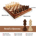 15" x 15" Folding Walnut Chess Set with Solid Wooden Pieces