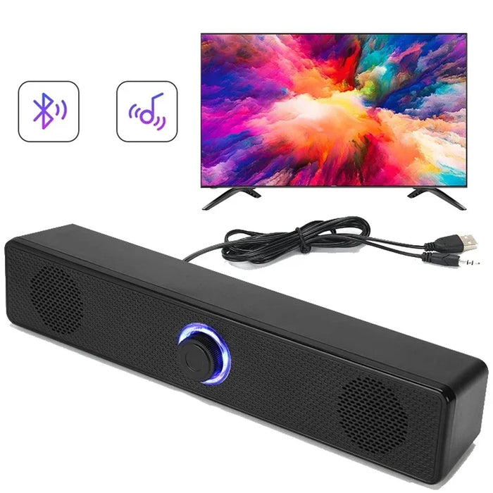 PC Soundbar with Bluetooth & Wired AUX — USB‑Powered Speaker for TV, Laptop & Gaming