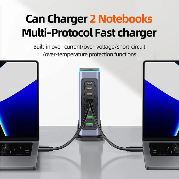 660W GaN 8-Port Desktop Charger — 100W USB‑C PD & Quick Charge 3.0