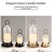 Vintage Brass Metal Candle Holder Set with Glass Domes