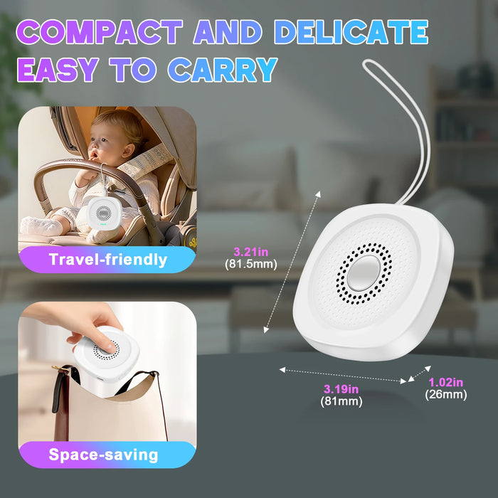 Portable White Noise Sound Machine — 8 Soothing Sounds, USB Rechargeable with Sleep Timer