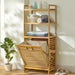 Adjustable Bamboo Laundry Hamper & Bathroom Rack with Pull-Out Shelves