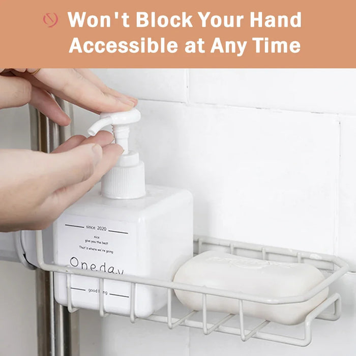Stainless Steel Under-Tap Sponge Holder — Adjustable Kitchen & Bathroom Rack