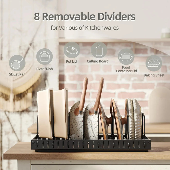 Kitchen Pull-Out Organiser — Pots, Lids, Spices & Drying Rack (Adjustable)