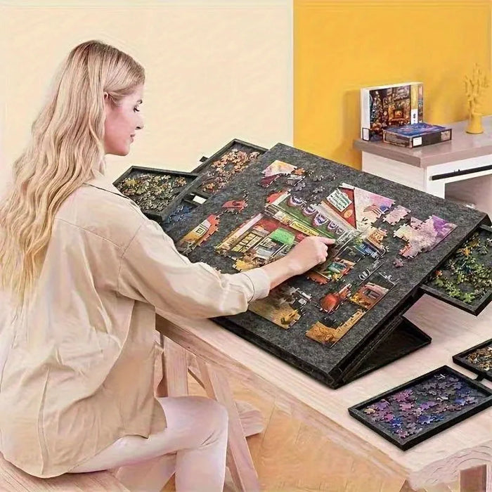 6-in-1 Tiltable Puzzle Board with 6 Drawers — Fits 1,000 Pieces