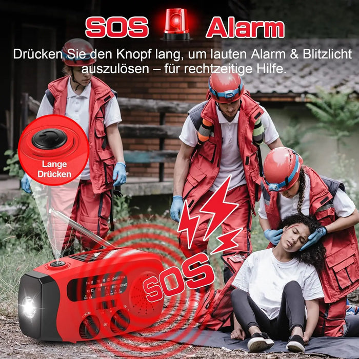 2000mAh Rechargeable Hand‑Crank Emergency Radio with LED SOS and USB Charger