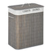 100L Collapsible Laundry Hamper with Lid & String Handles — 2-Section, Removable Lining, Grey