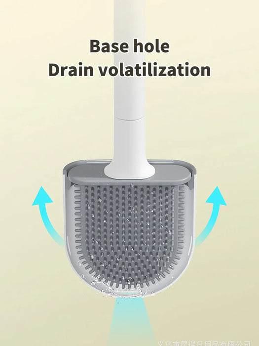 Wall-hanging Long-handle Toilet Brush with Silicone Head, 36×9×4 cm
