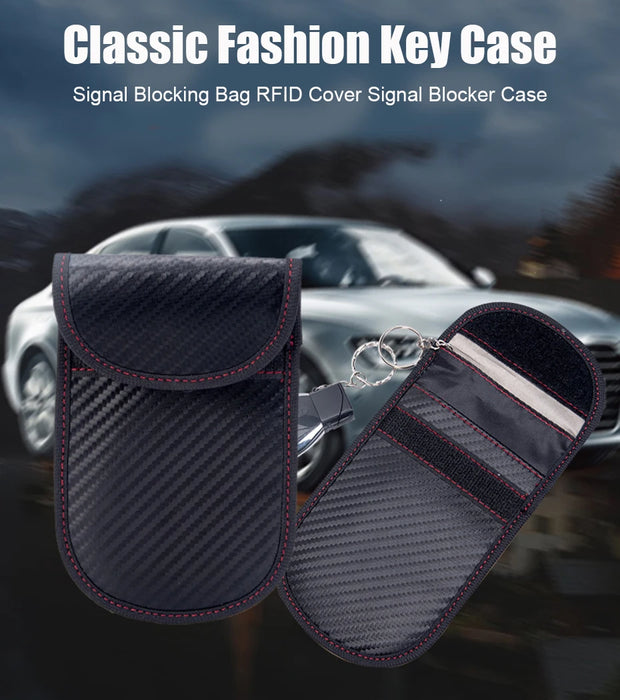 Signal-Blocking Car Key Pouch – RFID Faraday Bag, Two Pockets