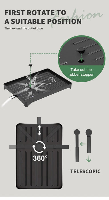 2-Tier Metal Dish Drainer with Draining Spout, Cutlery & Cup Holders