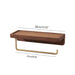 Wall-Mounted Toilet Roll Holder with Wood Shelf and Brass Fittings – Single Roll