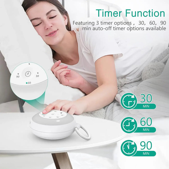 White Noise Machine — 24 Soothing Sounds, Rechargeable Night Light, Portable (USB & Bluetooth)