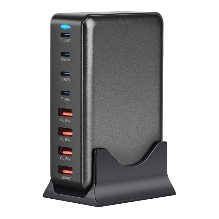 320W GaN Desktop Charger — 8‑Port USB‑C & USB‑A PD Station (Model 4C4A)