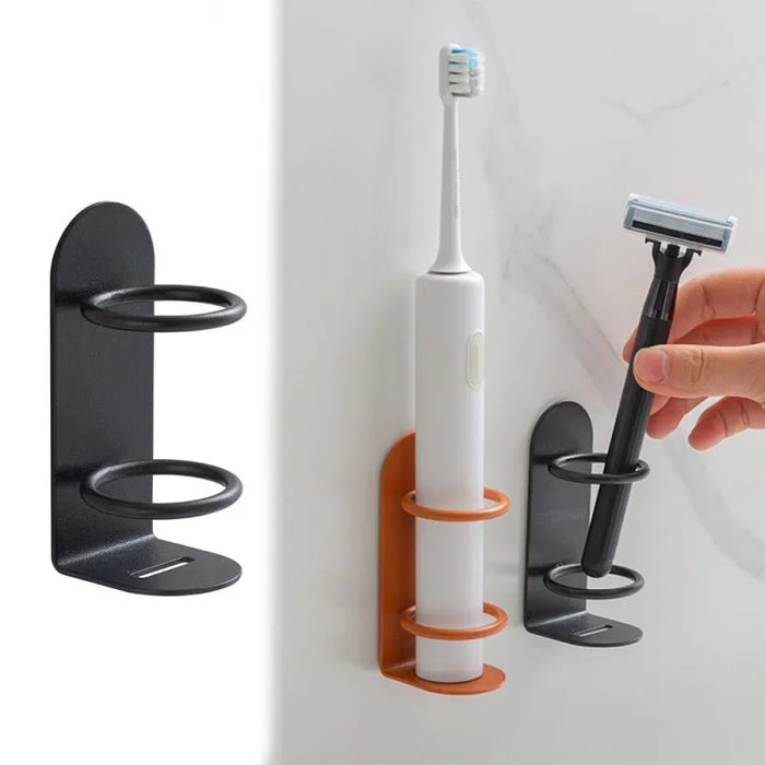 Punch-Free Wall-Mounted Toothbrush Holder — Wrought Iron, Compact Wall Storage