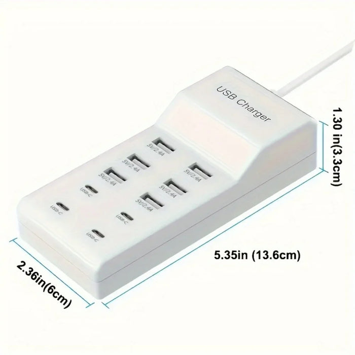 10‑Port 50W USB Charging Station – Multi‑Device Fast Charger with LCD (EU/UK/US plugs)