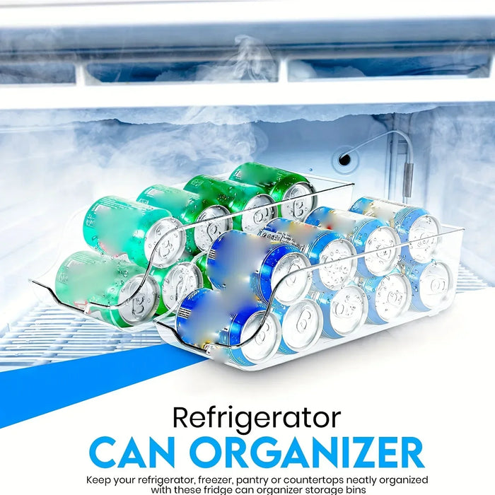 Auto-Rolling Can Dispenser Fridge Organiser – Plastic Pantry Bins