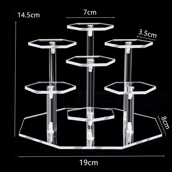 Hexagonal Acrylic Display Stand – Multi-Tier Storage for Jewellery, Cosmetics & Collectibles