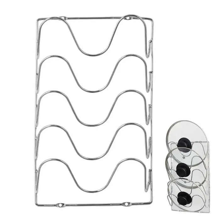 5-Tier Wall-Mounted Pot Lid & Cutting Board Organiser — 29.5 x 18.5cm