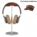 Black Walnut Wood and Aluminium Headphone Stand — Solid Metal Base Desk Headset Holder