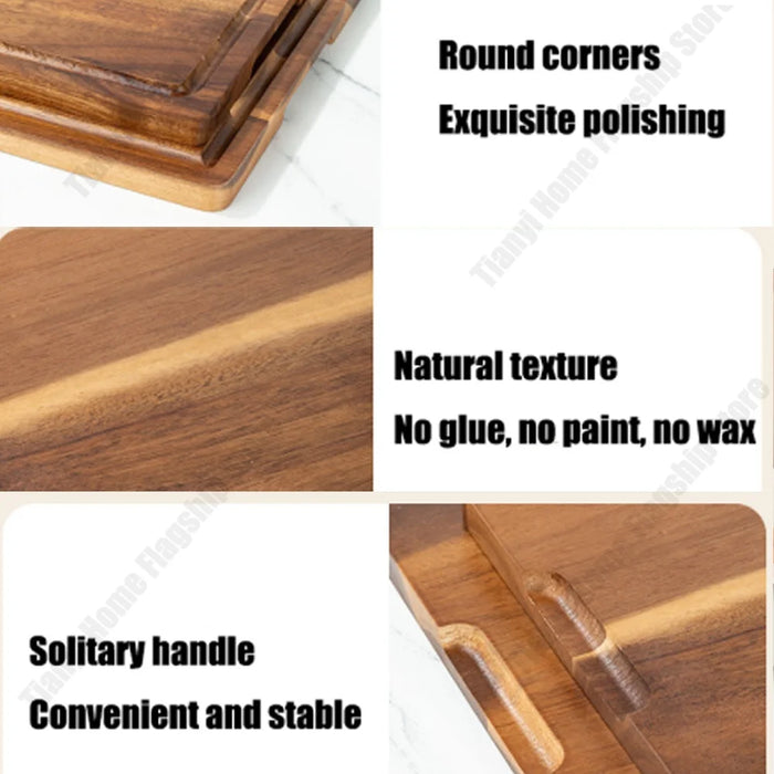 Acacia Wood Chopping Board — Thick Rectangular Cutting Board (S/M/L)
