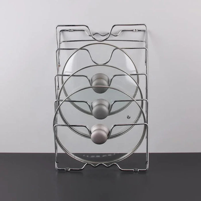 Wall-Mounted Pot Lid Rack — 5-Layer Stainless Steel Kitchen Organizer