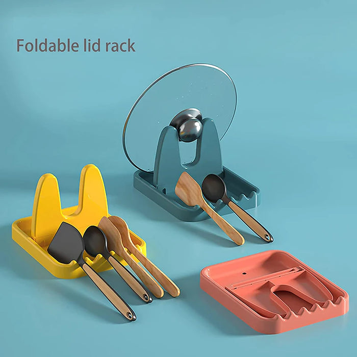 Foldable Pot Lid & Utensil Rack – ABS Plastic Kitchen Organizer