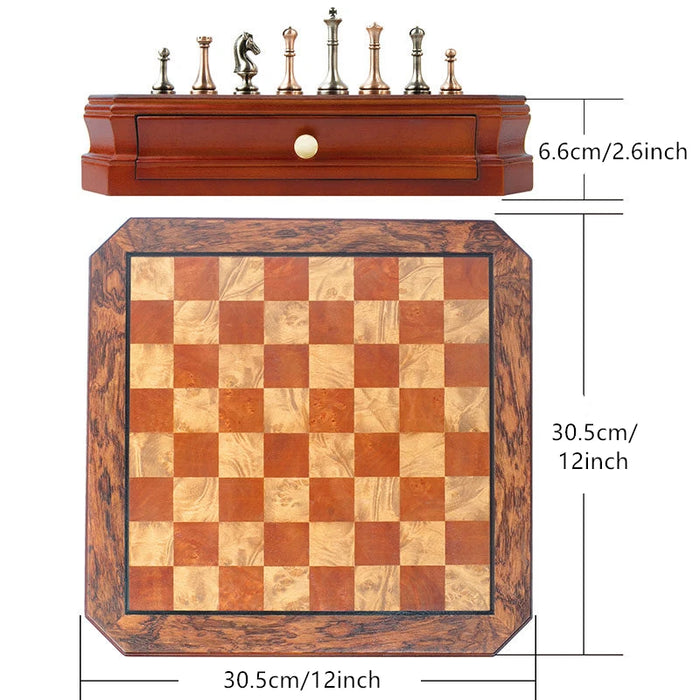 High-end 30.5cm (12") international chess set with metal pieces and two extra queens