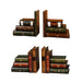 European-Style Faux Book Bookends with Drawers — Wooden Pair
