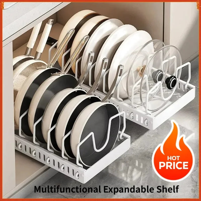 Pull-Out Kitchen Organiser — Pots, Pans & Lids, Ready-to-Use Rack