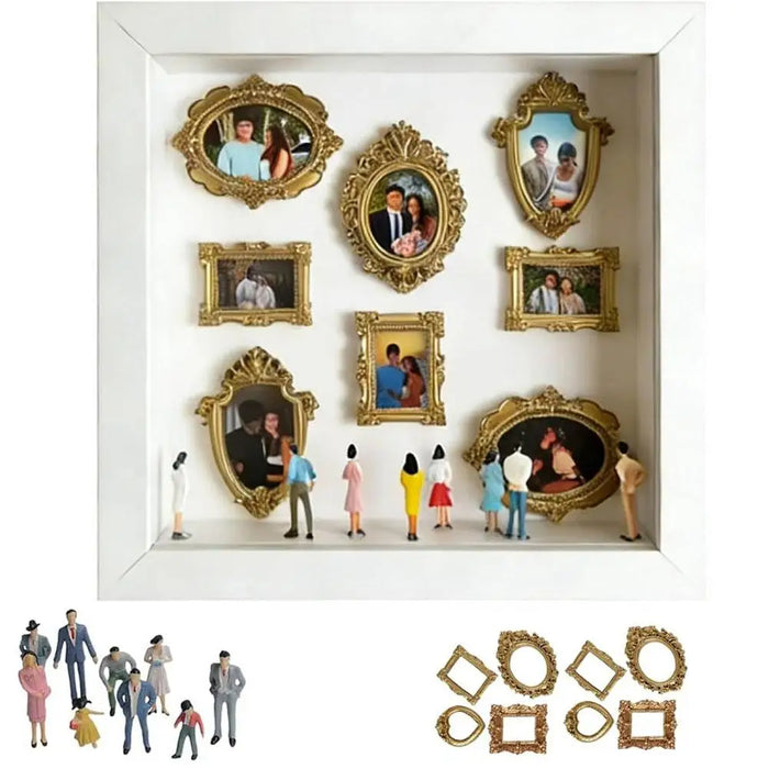 Mini Museum Silhouette Photo Box – DIY Memory Display Kit with Frames & Figurines