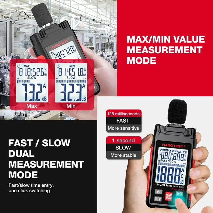 Digital Handheld Sound Level Meter HT602A / HT602B — 30–130 dB Mini Decibel Meter