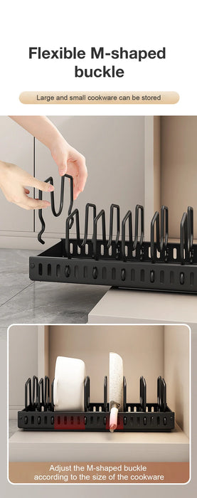 Pull-Out Kitchen Organiser — Pots, Pans & Lids, Ready-to-Use Rack