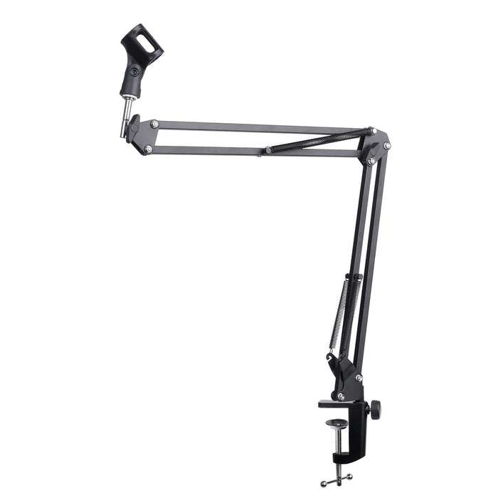 Extendable Scissor-Arm Microphone Boom Stand with Table Clamp & Adapter