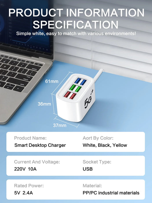 6-in-1 Fast USB Charging Station with 1m Cord (30W)