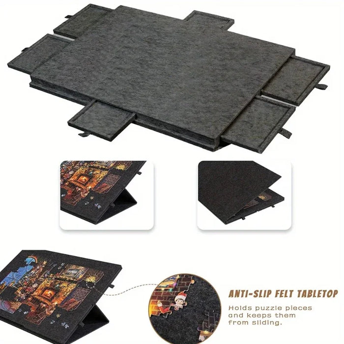 Portable Felt Puzzle Board Set — Foldable with Bracket Cover, Home & Office Organiser