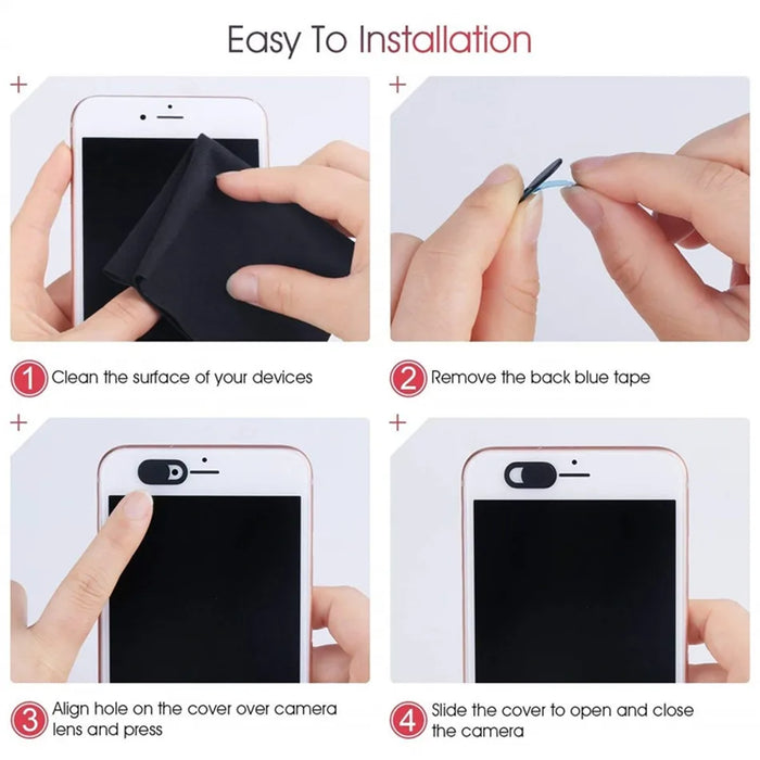 3‑Pack Black Ultra‑Thin Webcam Slide Covers for Phone, Laptop & Desktop Cameras
