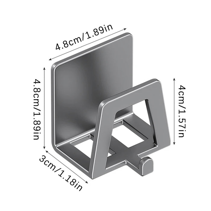 Self‑Adhesive Carbon Steel Sponge Holder — Sink & Bathroom Organiser, Black/Gray/White